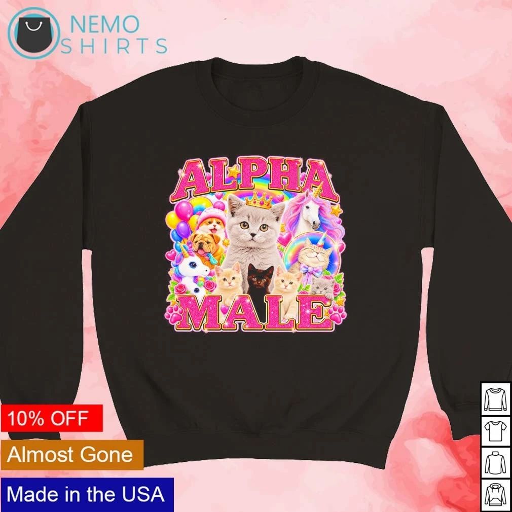 Alpha Male Kitten and Unicorn Rainbow Collage shirt