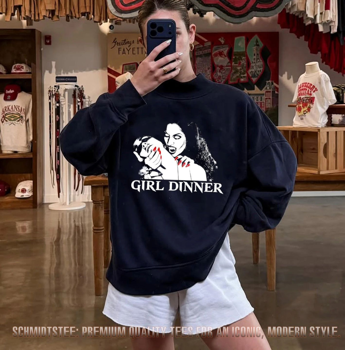 Girl Dinner Vampire Aesthetic goth horror shirt