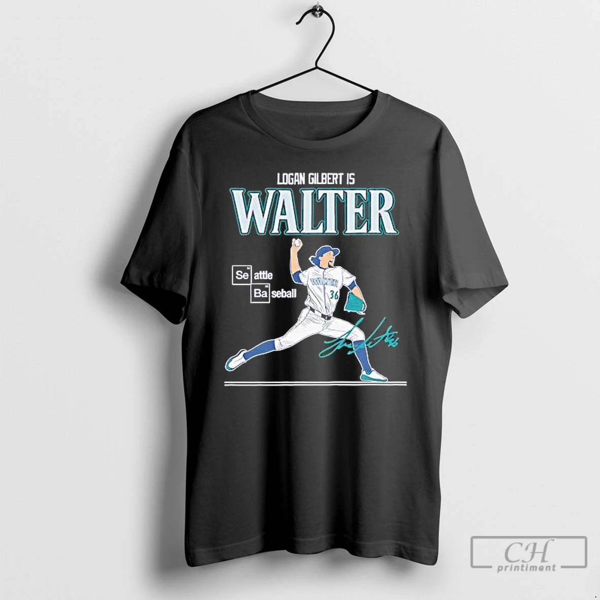 Classic Logan Gilbert Is Walter Seattle Mariners Mlb 2025 Baseball Signature T Shirts