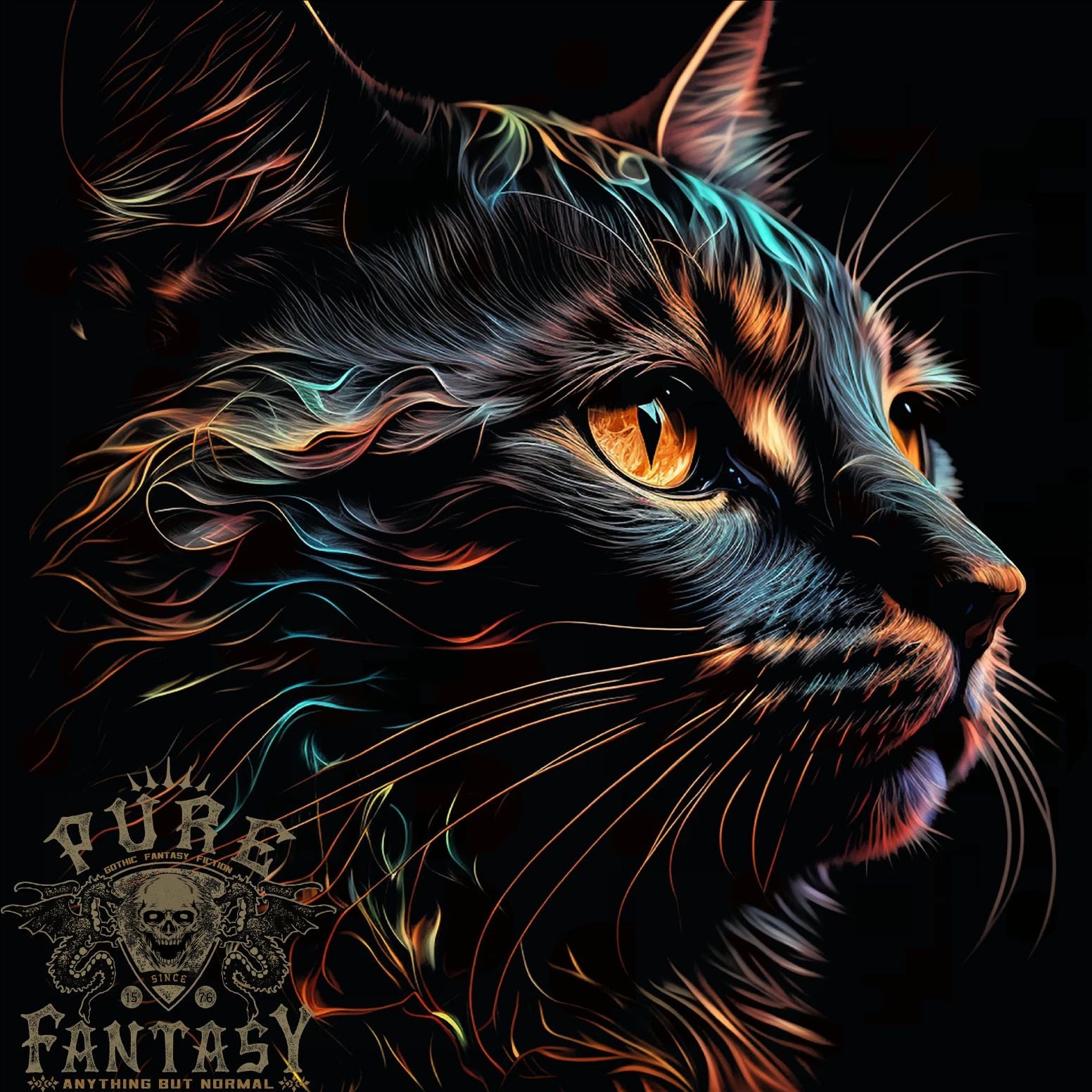 A Fantasy Cat With Cool Colours 2 Mens T-Shirt 100% Cotton