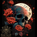 A Dark Fantasy Skull With Roses and Moon Mens Light Cotton T-Shirt