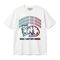 Funny Cat T-Shirt Embrace The Chaos Lazy But Aware Retro Glitch Graphic Tee