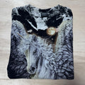Pegasus Graphic T Shirt Tie Dye Fantasy Double Side Horse Moon Stars 90s Style L