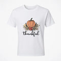 Thankful Pumpkin Fall Leaves Floral Aesthetic Thanksgiving Graphic T-Shirt Tee
