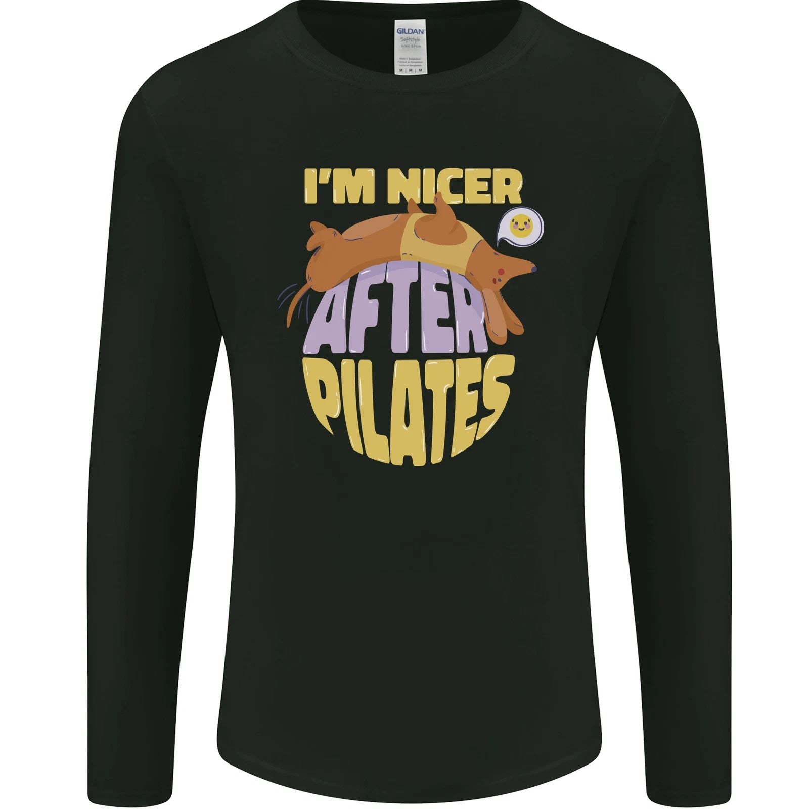 Nicer After Pilates Funny Yoga Dog Mens Long Sleeve T-Shirt