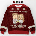 Congrats On Being My Boyfriend - Couple Personalized Custom Ugly Sweatshirt - Unisex Wool Jumper - Christmas Gift For Husband, Wife, Couple