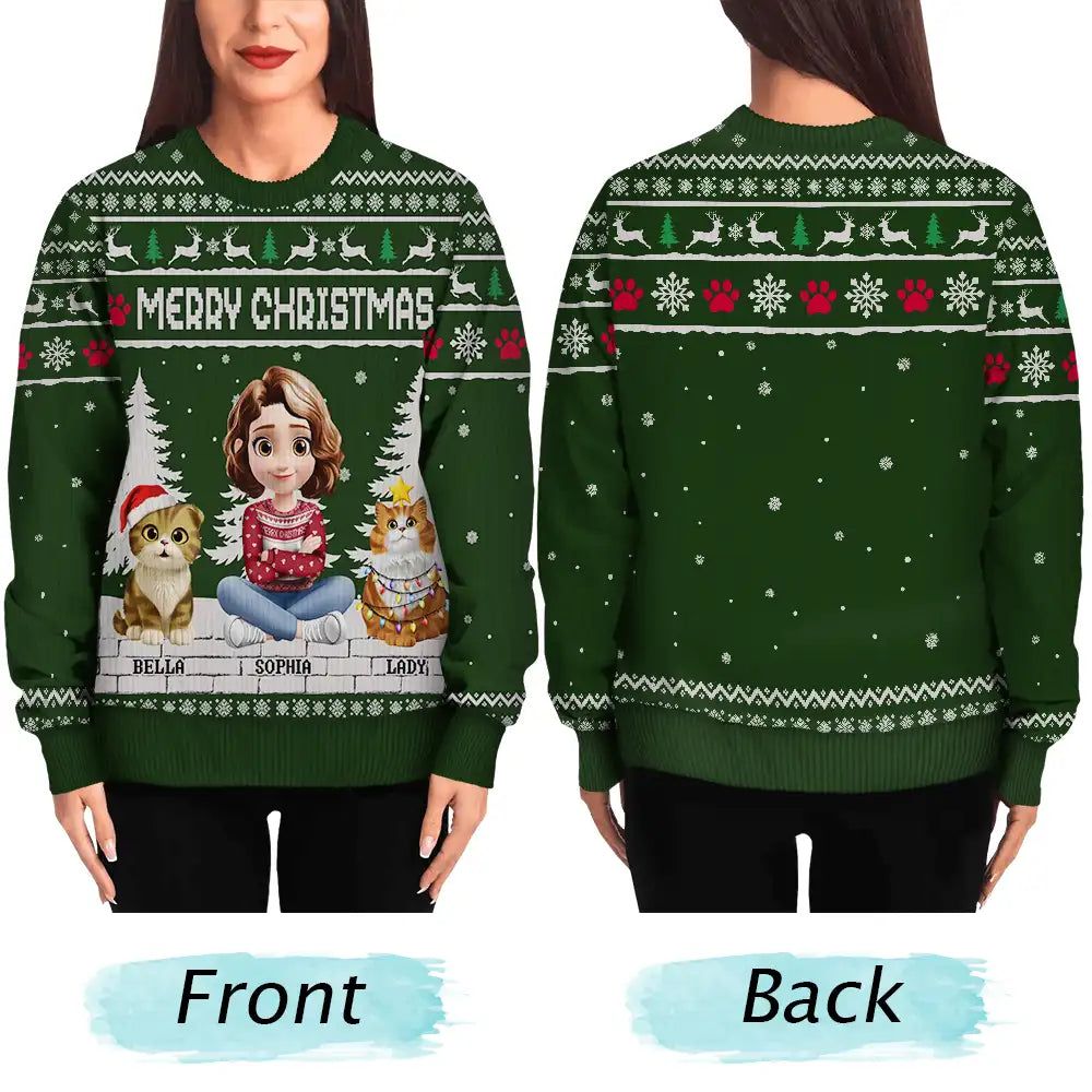 3D Effect Meowy Catmas - Personalized Unisex Ugly Sweater