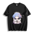 Re:Zero Rem Portrait T-Shirt - Blue Hair & Maid Headdress Design Unisex Tee