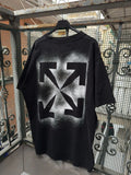 Virgil Abloh Off-White Short Sleeve Shirt Black Stencil Painted Arrows Men Small