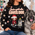 Christmas Gift For Dog Lovers - Personalized Faux Fluffy A Girl Who Loves Dog Unisex Ugly Sweater