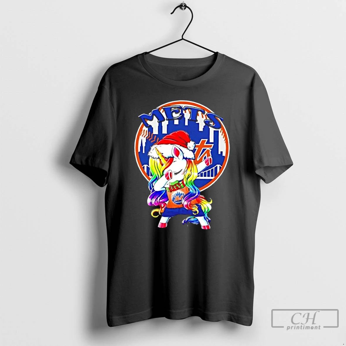 Classic New York Mets X Unicorn Santa Hat Dabbing Merry Christmas T Shirts