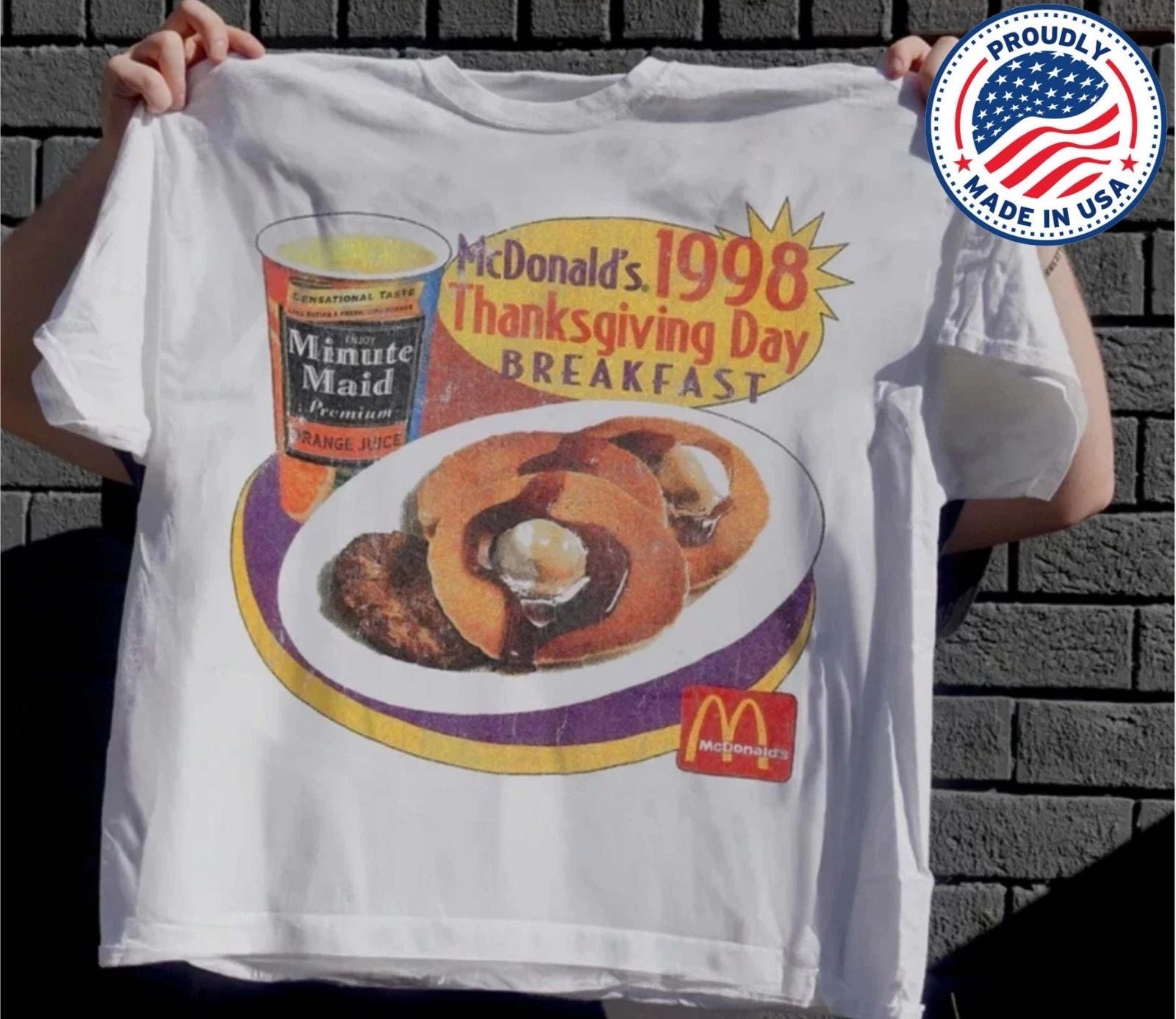 NEW!!! McDonalds '98 Thanksgiving Breakfast Promo Vintage T-Shirt