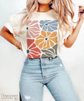 Boho Flowers Comfort Tee Soft Floral Graphic Shirt Relaxed Fit