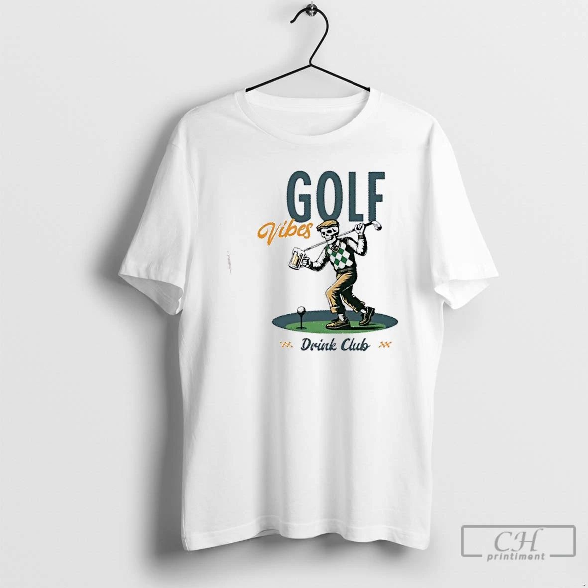 Classic Golf Vibe Drink Club Skeleton Golf T Shirts