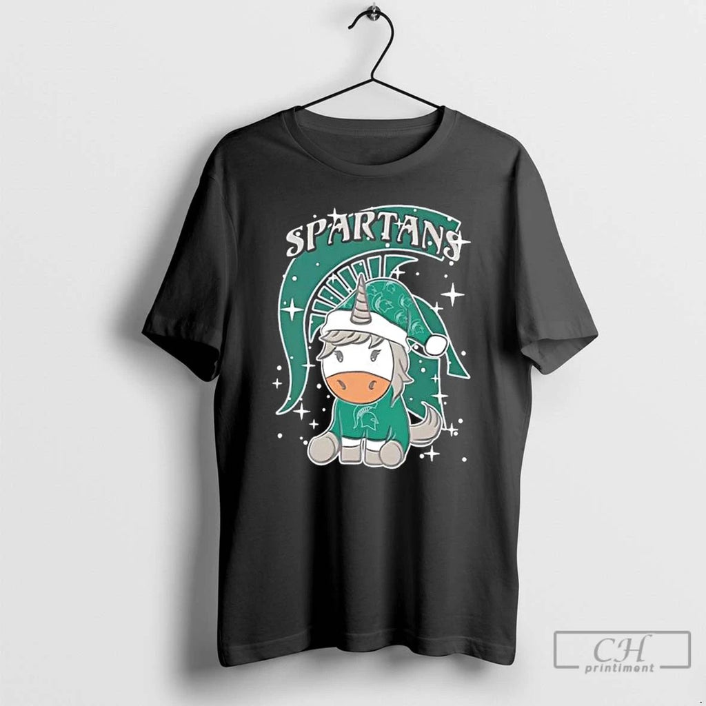 Premium Michigan State Spartans Football X Unicorn Merry Christmas T Shirts