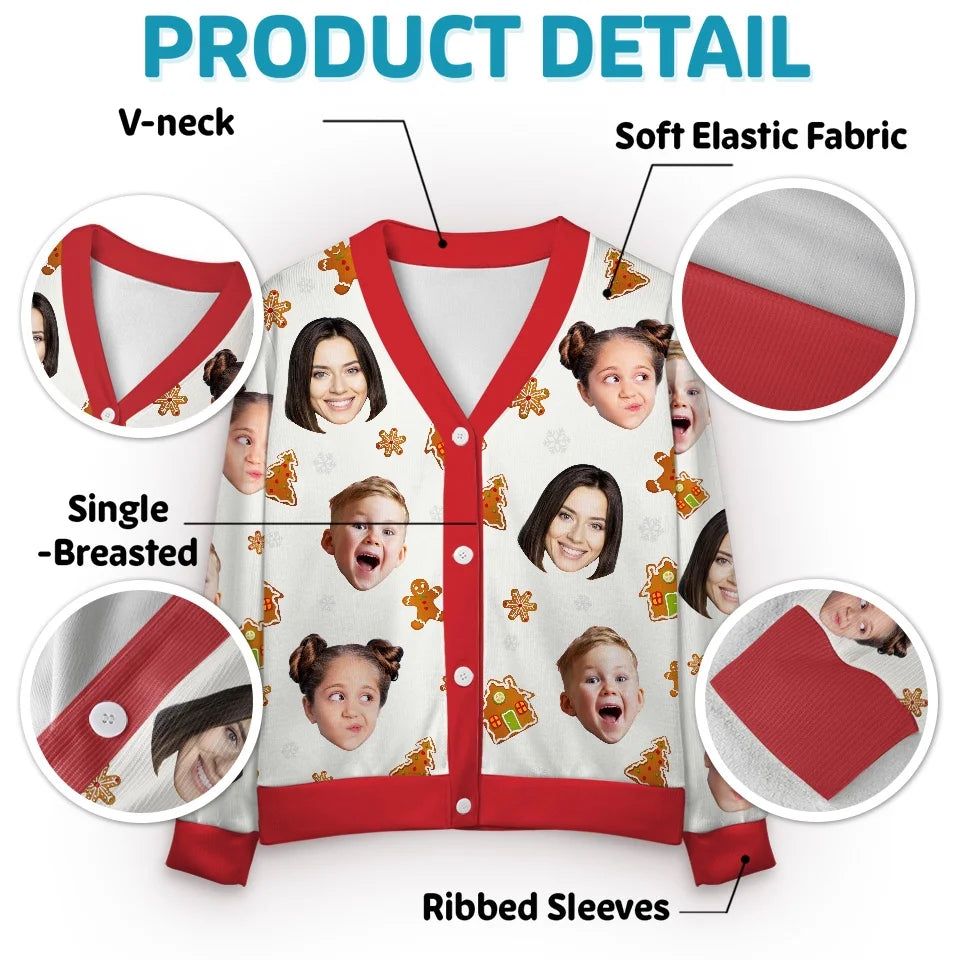 Custom Photo Christmas Is A Time For Families - Family Personalized Custom Ugly Christmas Cardigan - Christmas Gift For Family