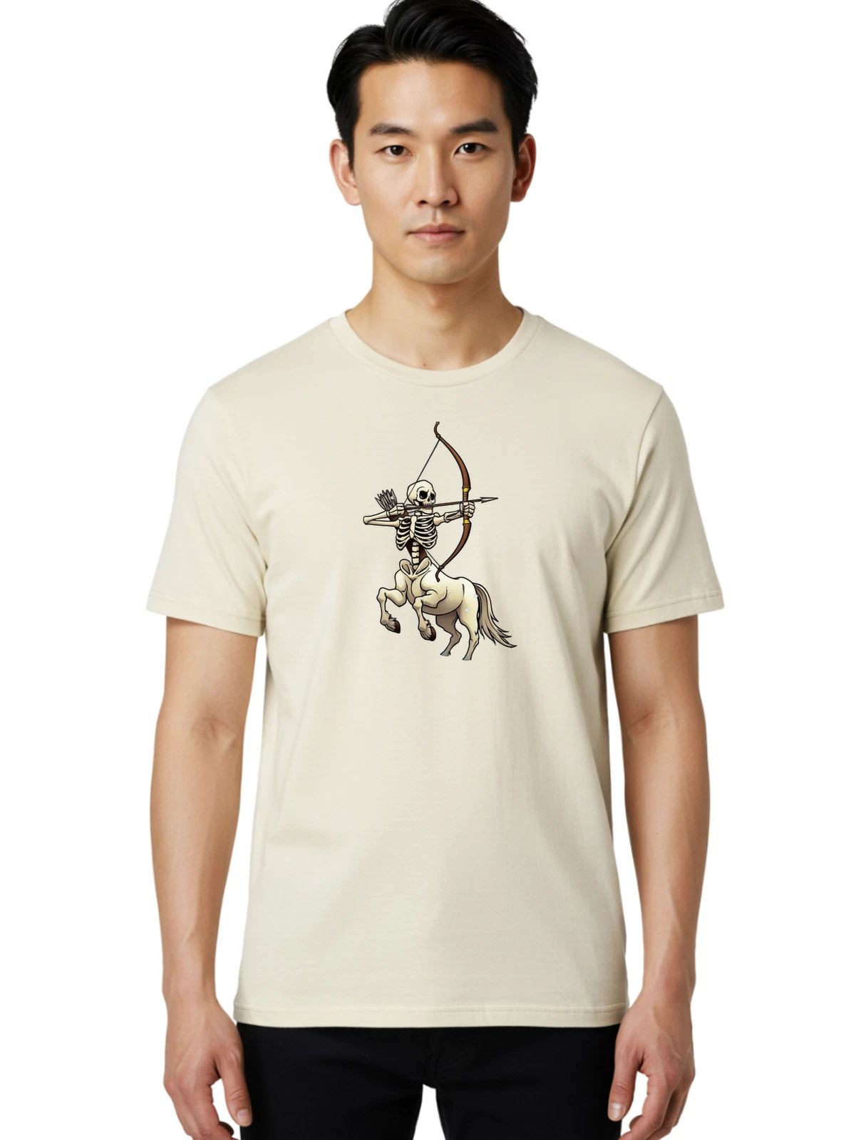 Sagittarius-Skeleton-1 Mens Graphic Tee, 100% Cotton, Casual Summer Wear