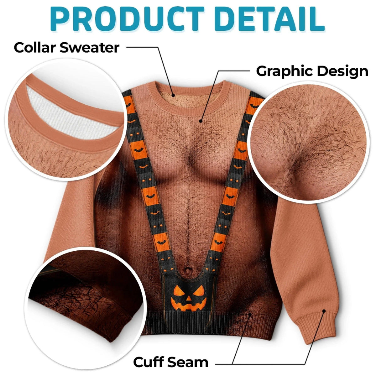 Custom Funny Ugly Sweatshirt - Personalized Halloween Birthday Gifts For Men - Spooky Mankini On Full Display