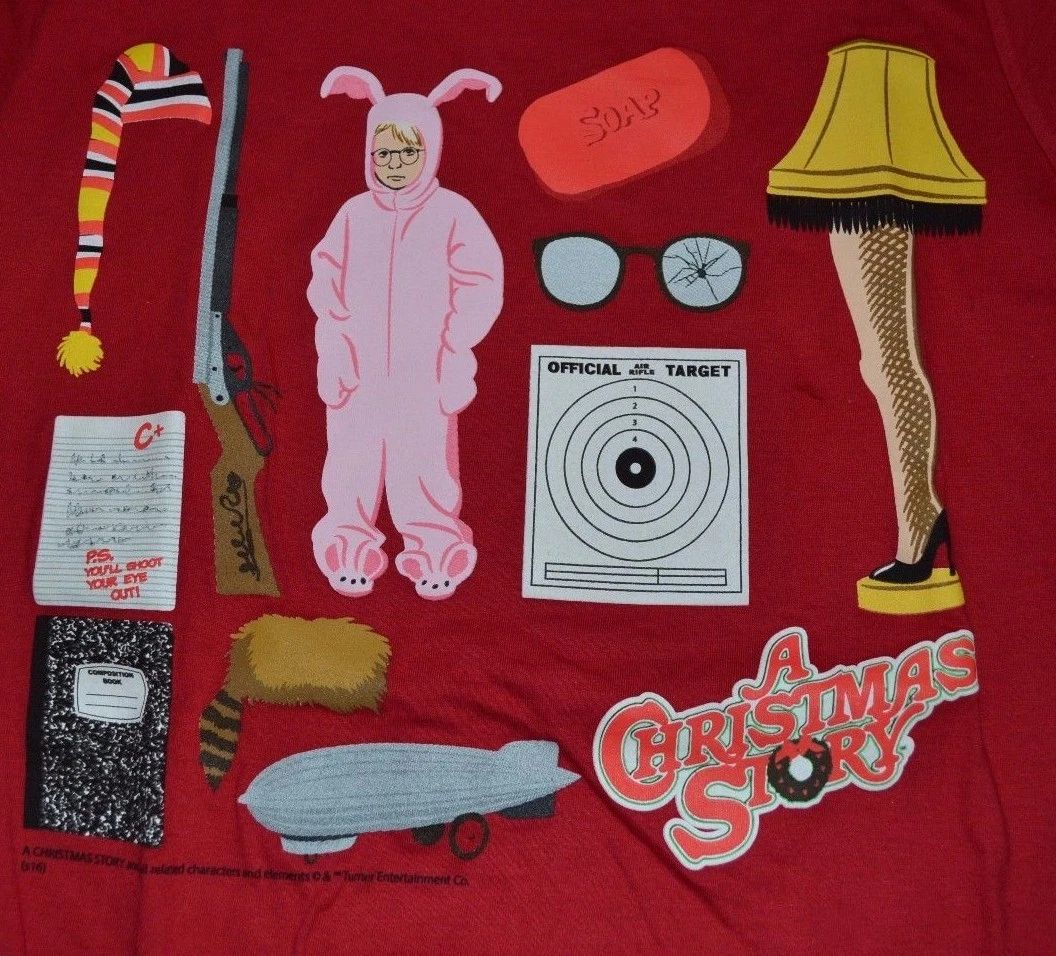 A Christmas Story Pink Bunny PJ's ICONS Men's T-Shirt Holiday Movie Classic Tee