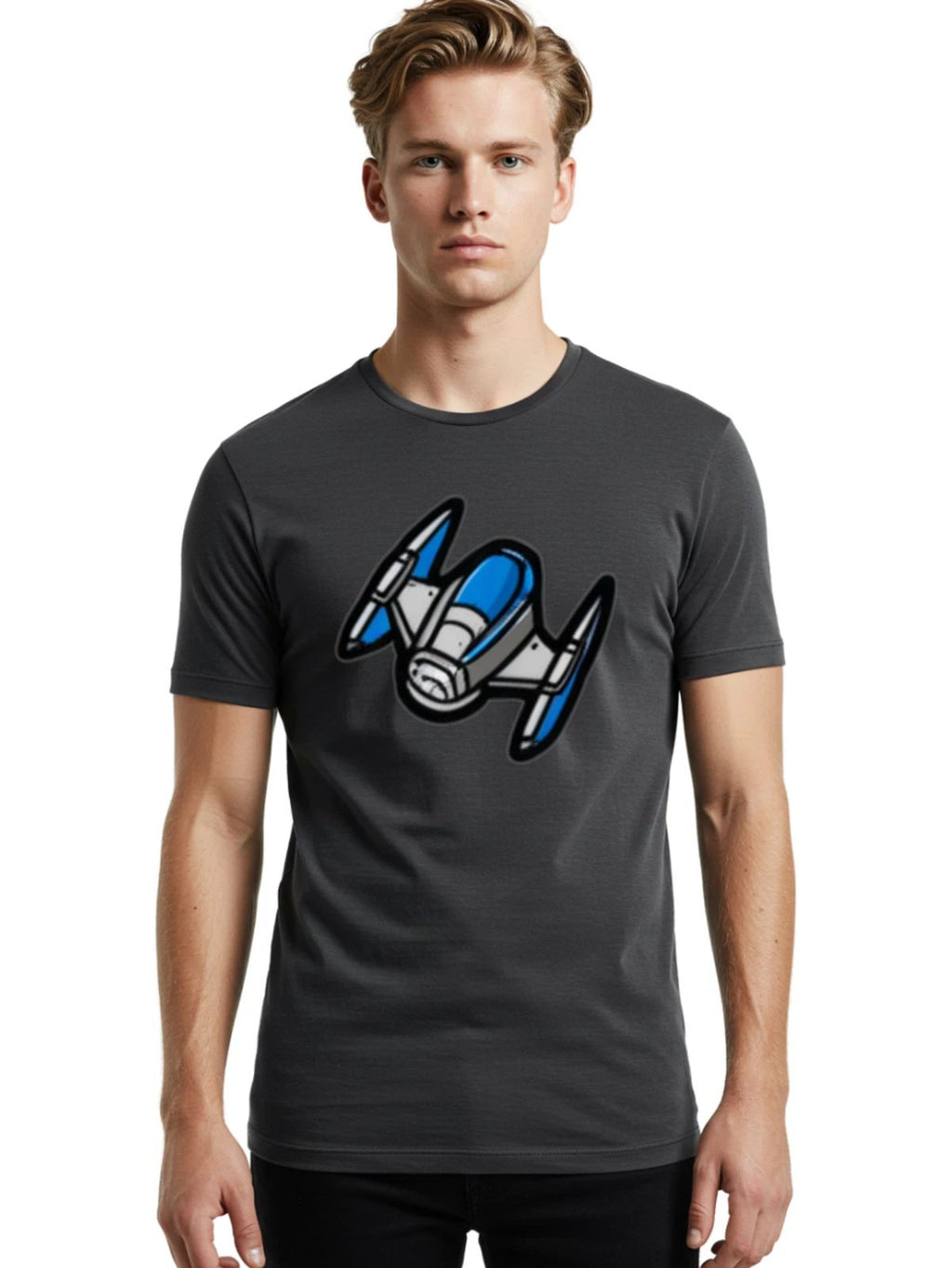 Spaceship Mens Graphic Tee, 100% Cotton, Casual Summer Wear