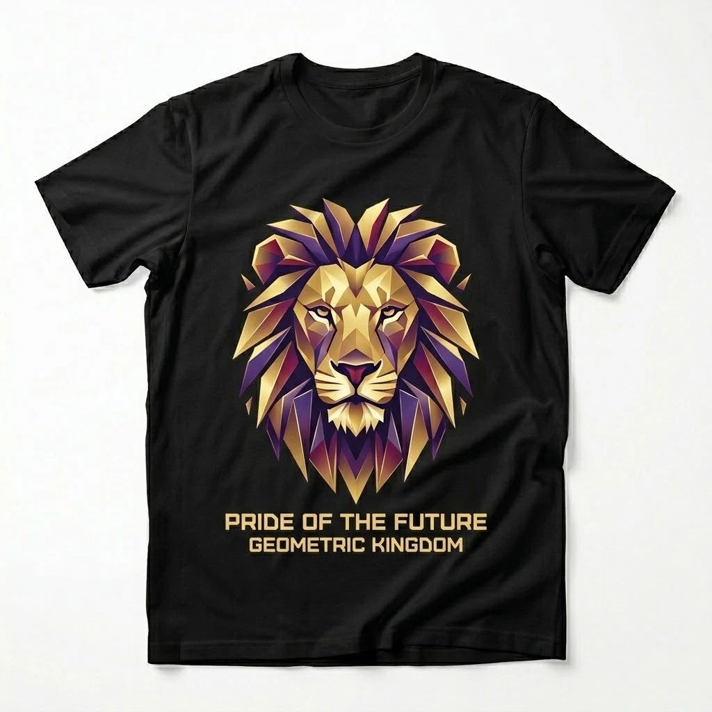 Geometric Lion Pride T-Shirt: Future Kingdom Graphic Tee