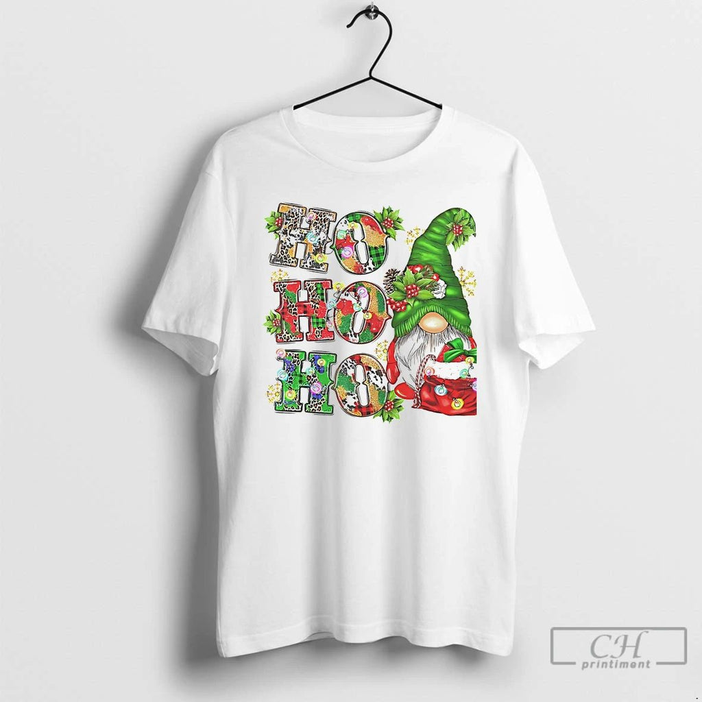 Classic Ho Ho Ho Western Gnome Merry Christmas Light White T Shirts