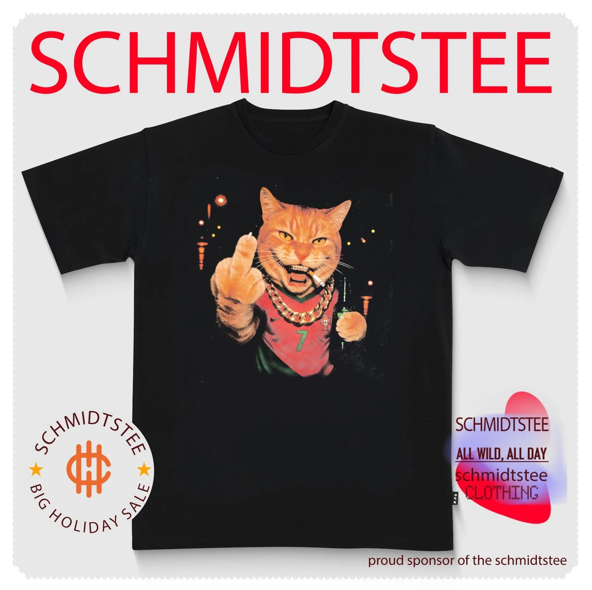 Cristiano Ronaldo Portugal Number 7 Cat middle finger smoking and beer shirt