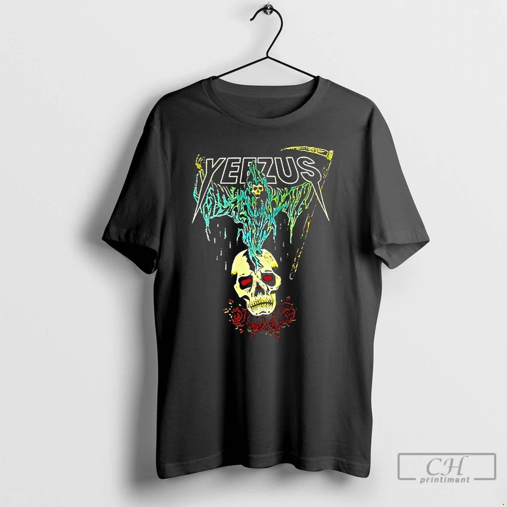Classic Tee Kanye West Ye Yeezus Grim Reaper Skull And Roses T Shirts