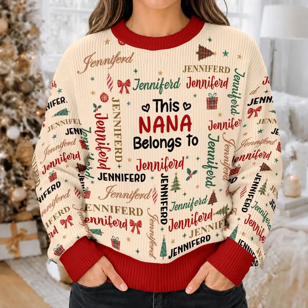 Christmas Gift For Grandma Nana - Personalized Kids Names Unisex Ugly Sweater