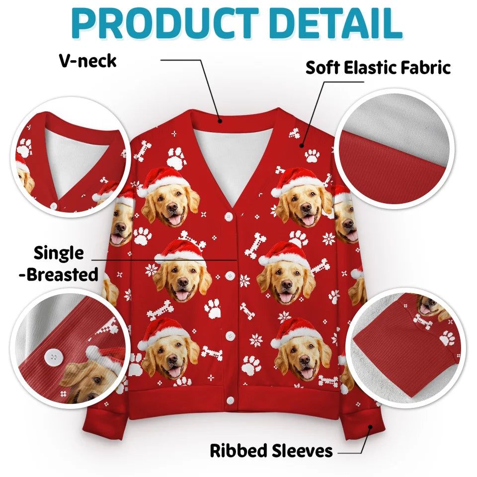 Custom Photo Christmas Cuddles From My Furry Bundle - Dog & Cat Personalized Custom Ugly Christmas Cardigan - Christmas Gift For Dog Lovers
