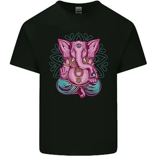 A Meditating Elephant Yoga Spiritual Mens Cotton T-Shirt Tee Top