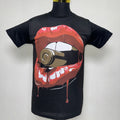 Bite the Bullet Hot Lips T-Shirt Hip Hop Urban Fashion Street Wear Black Size: M