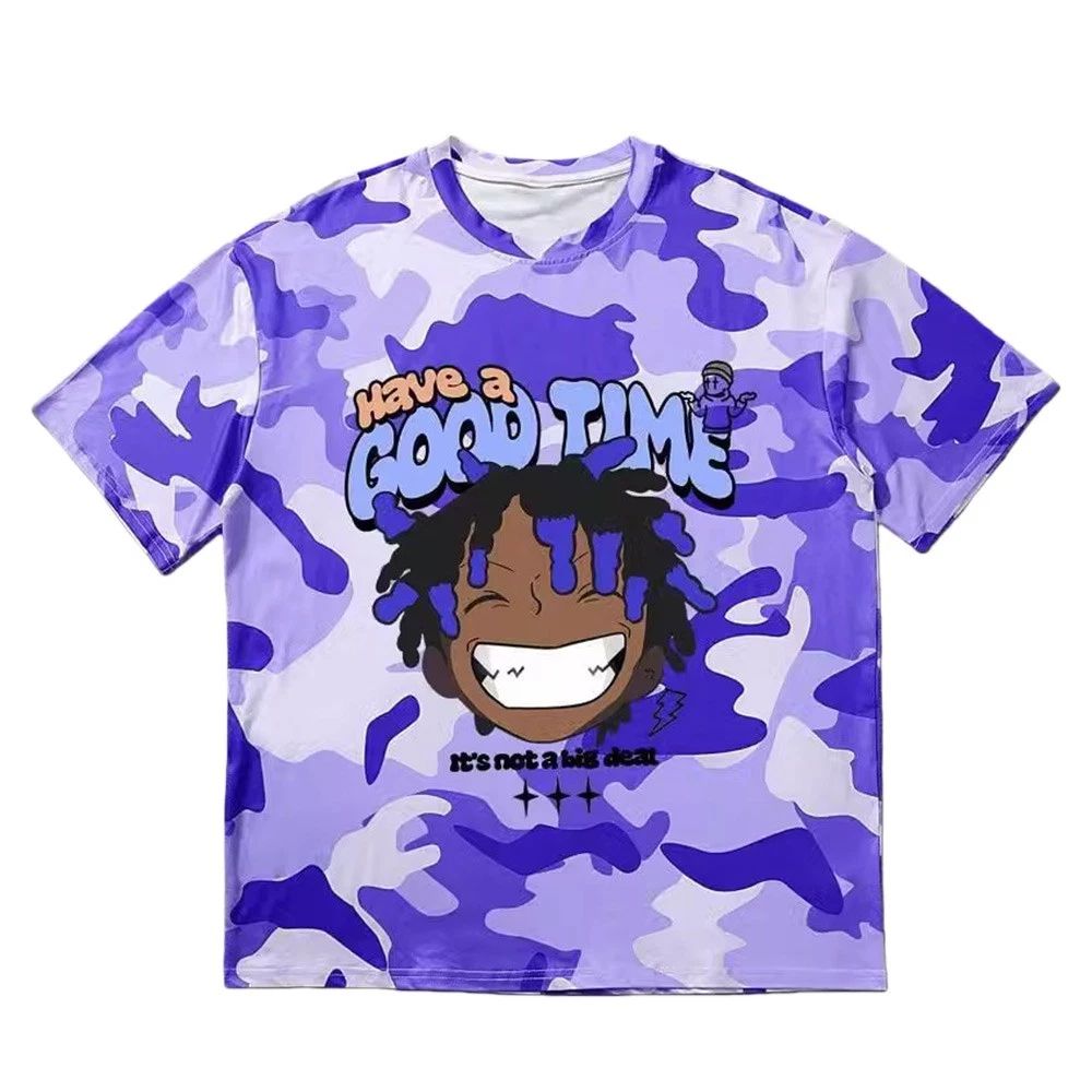 Mens casual camouflage hiphop print top made of polyester for daily wear