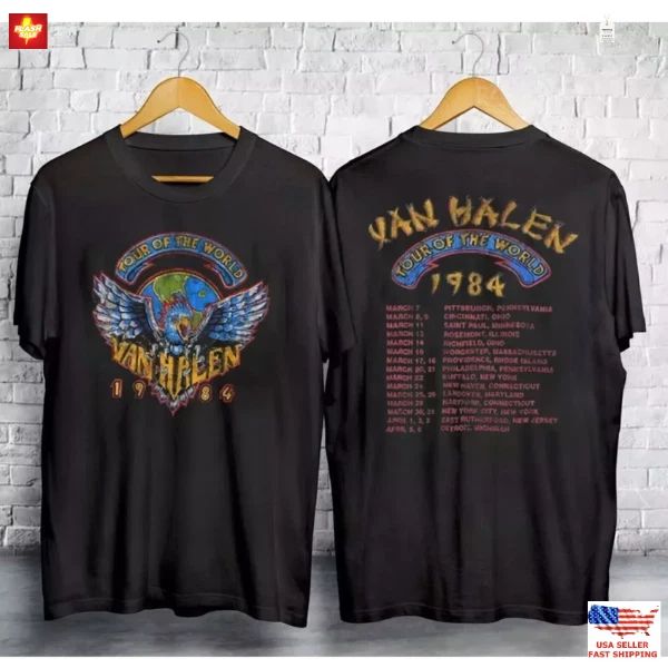 New Arrival Vintage 1984 Van Halen Tour Of The World For Men Women Unisex TShirt