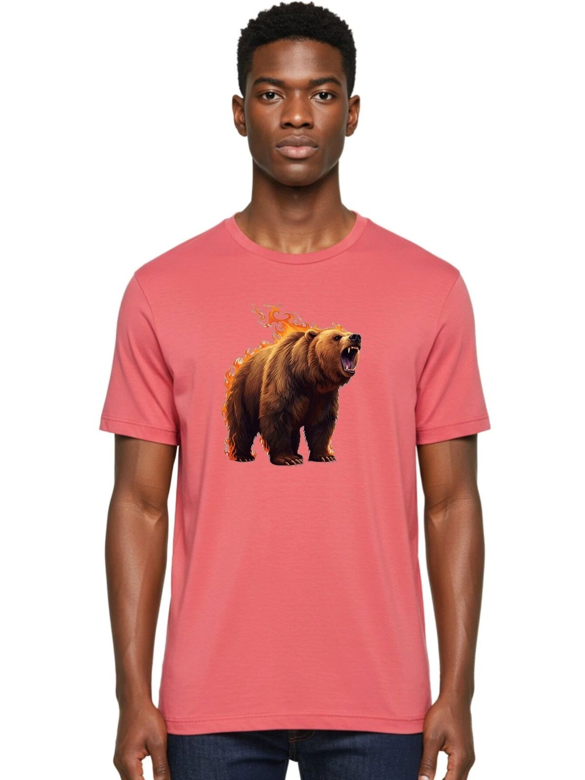 Furious-Bear-1 Mens Graphic Tee, 100% Cotton, Casual Summer Wear