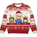 Best Cat Mom Ever Christmas - Personalized Unisex Ugly Sweater