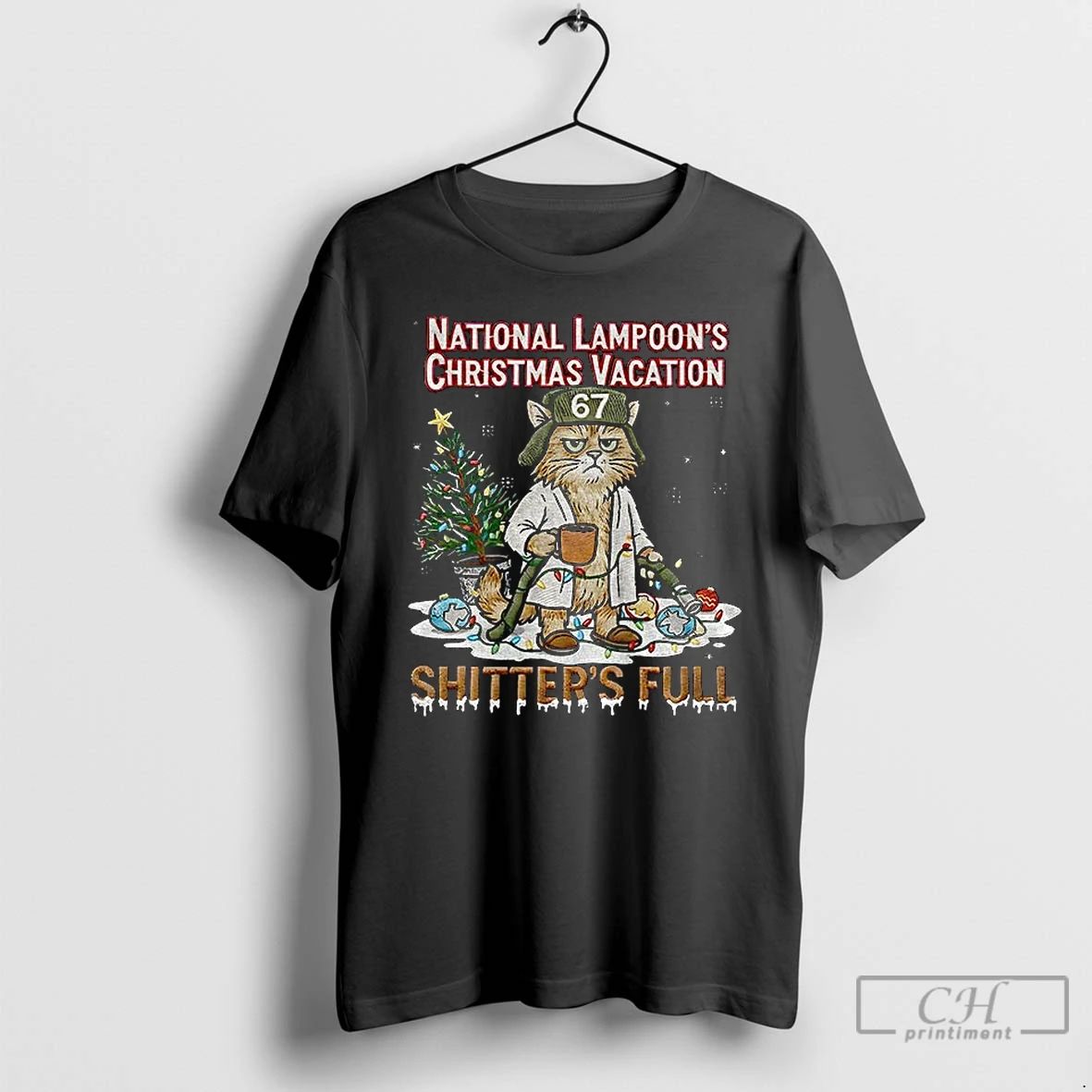 Premium Embroidered Litters Full Cat National Lampoons Christmas Vacation Shitters Full T Shirts