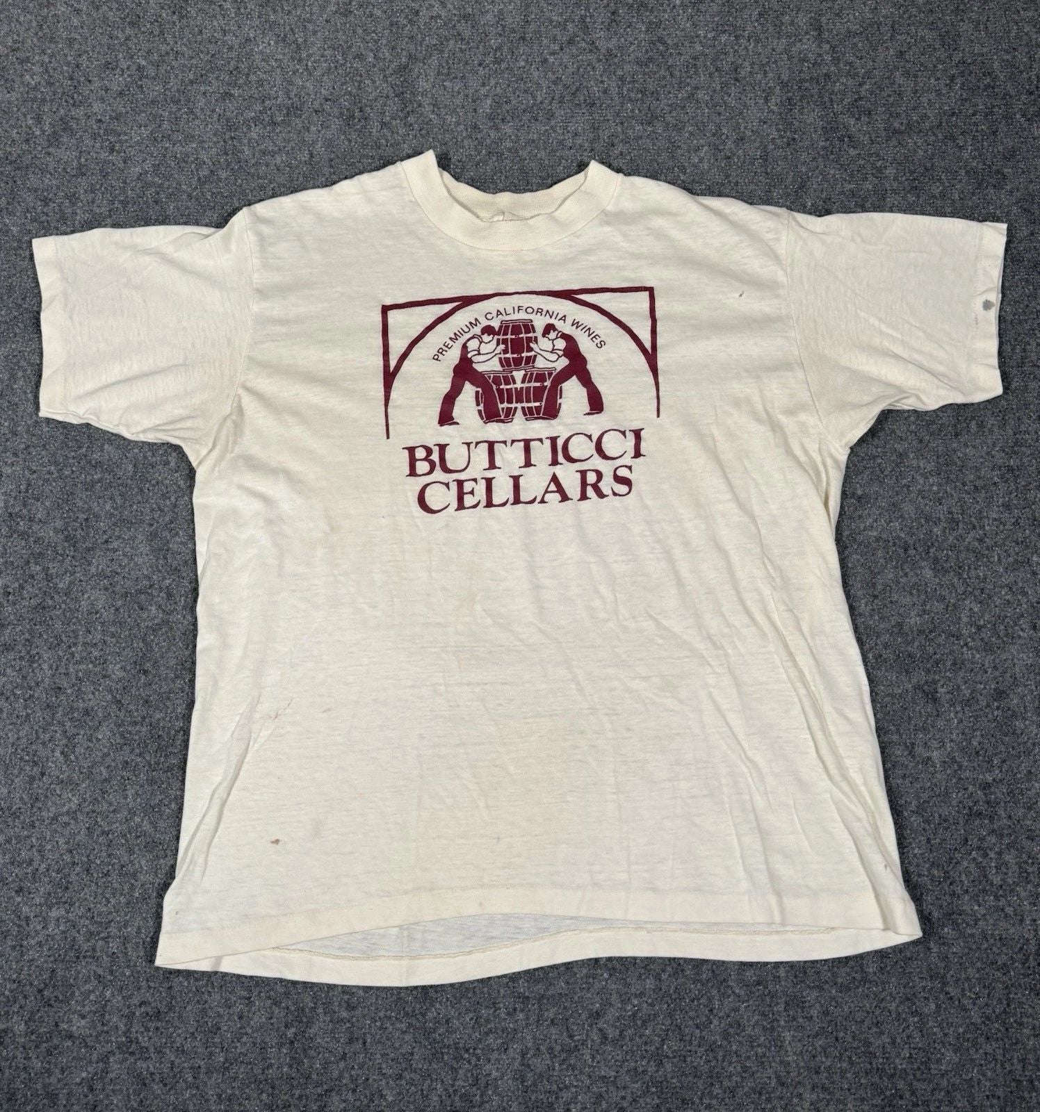 Vintage Wright's Shirt Mens XL White Premium California Wines Tee 80s Flawed