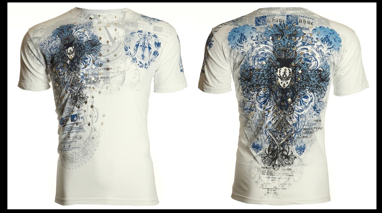 ARCHAIC by AFFLICTION White FORTIORI Short Sleeve Slim Fit Y2K T-shirt NWT
