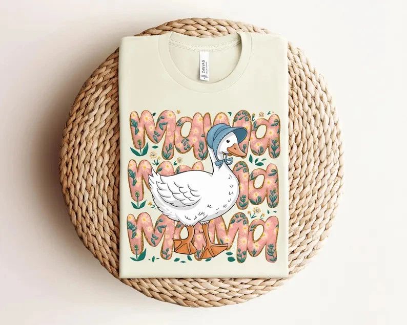 Floral Mama Goose Comfort Tee Mom Mother Cute Gift