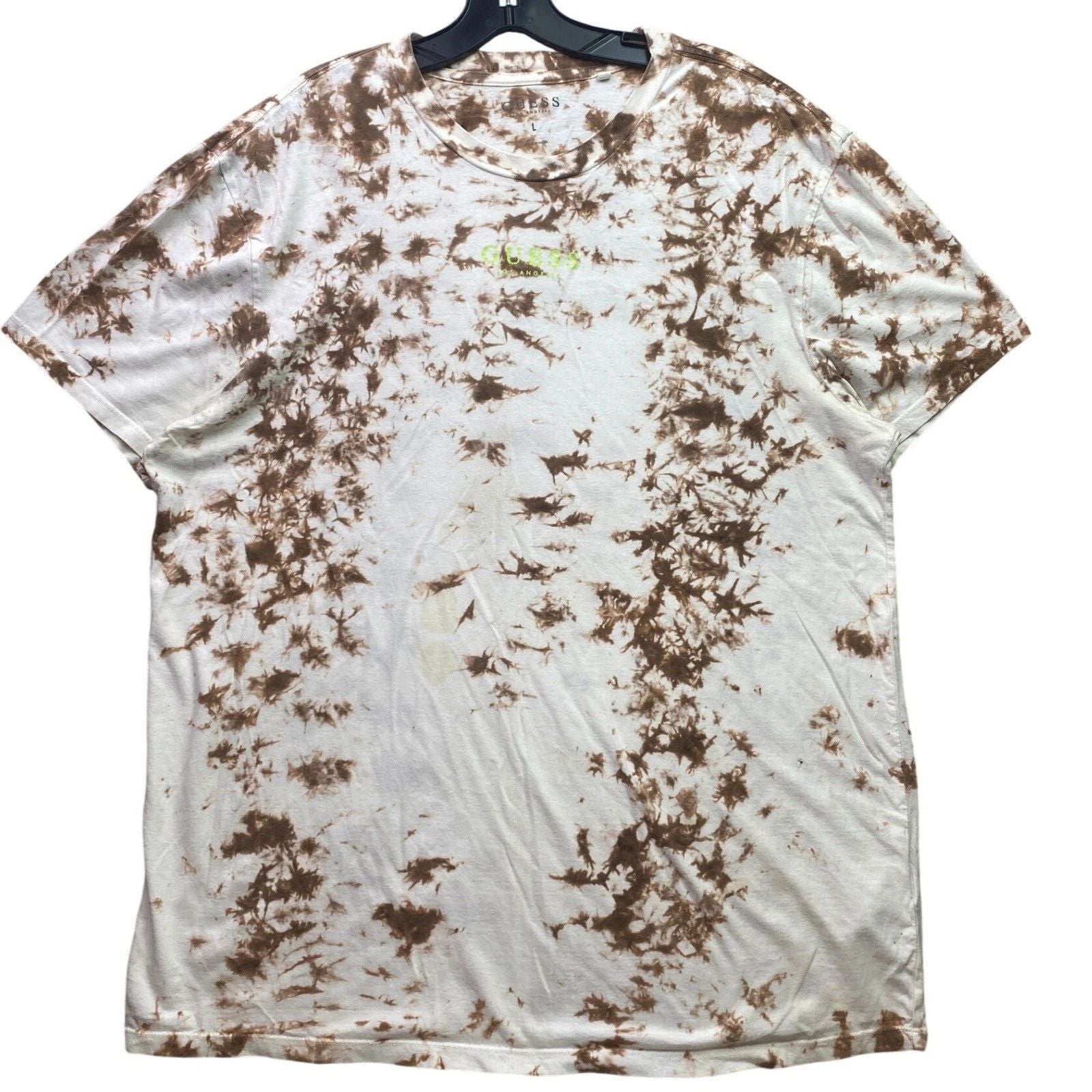 Guess Shirt Mens Large Tie-Dye Preppy Academia Streetwear Everyday AOP Spell Out