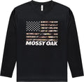Mossy Oak Patriotic Flag Graphic T-Shirt Long Sleeve Polyester Performance