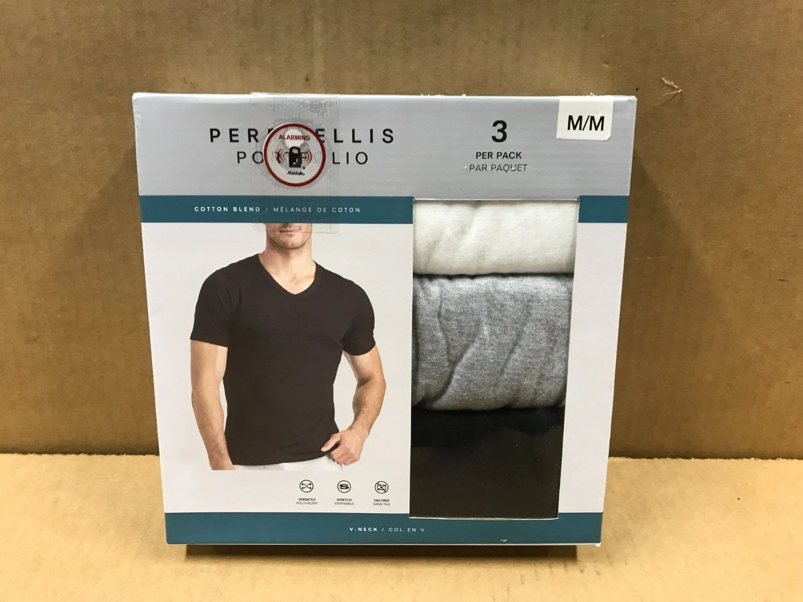 NIB Perry Ellis Portfolio 3-Pack Multicolor V-Neck Tees - Men's Size Medium