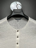 John Varvatos Collection Luxury Mens Henley - 100% Linen - White - Vintage