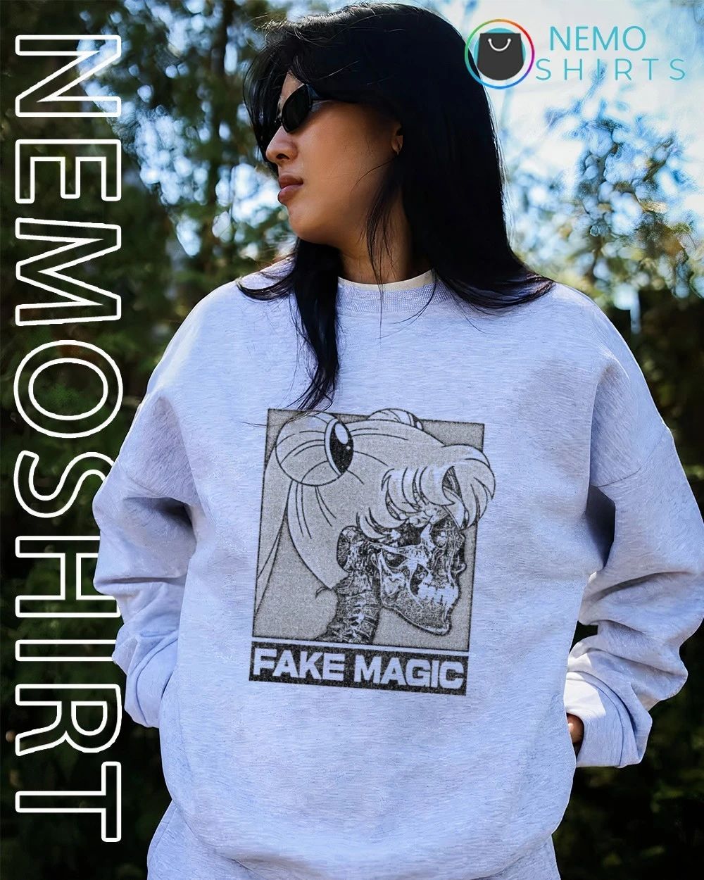 Sailor Moon Fake Magic Anime Skull shirt