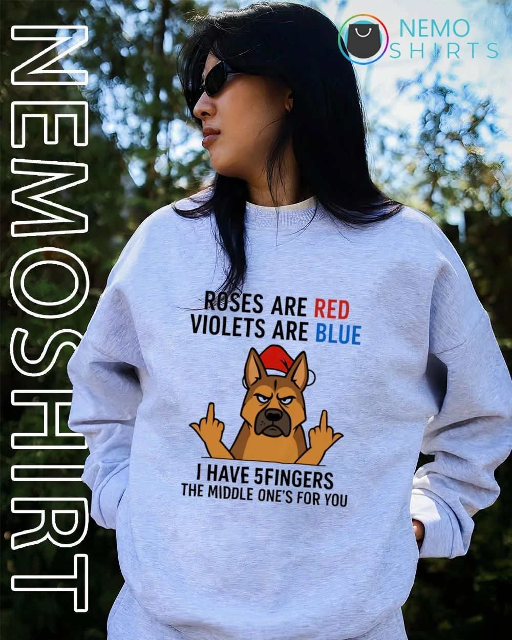 German Shepherd Roses Are Red Violets Are Blue Middle Finger shirt