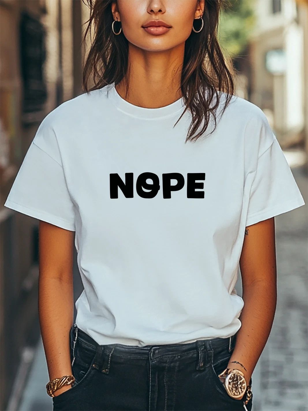 Nope Graphic Print Unisex Women Men T-Shirt Trendy Tee Casual Tee