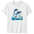 Leaping Dolphins Marine Life Animals Mens T-Shirt Womens Tee Watercolor Graphic