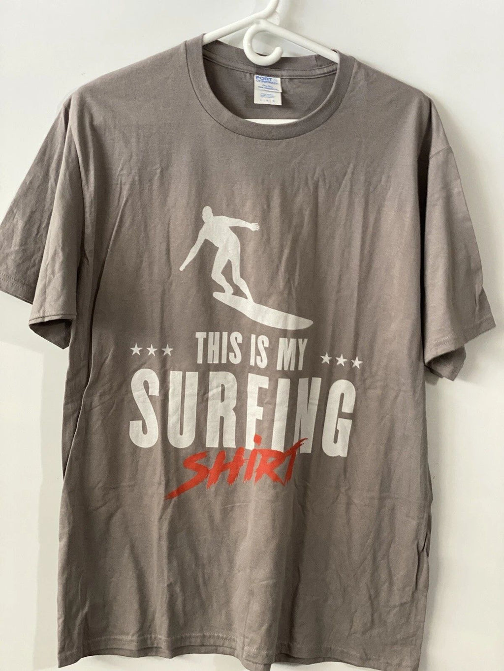 Gray Men's T-Shirt Size L unisex short sleeve graphic THIS IS MY SURF SHIRT