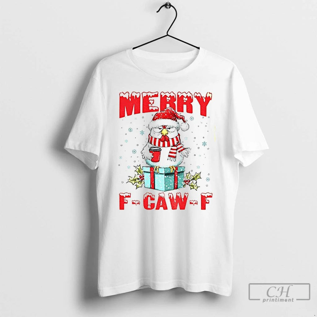 Premium Rooster Meme Santa Hat Merry F Caw F Merry Christmas T Shirts